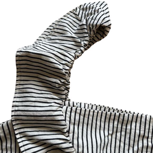 Future Collective Striped One Shoulder Denim Cropped Top Black White Sz XL - Picture 9 of 10